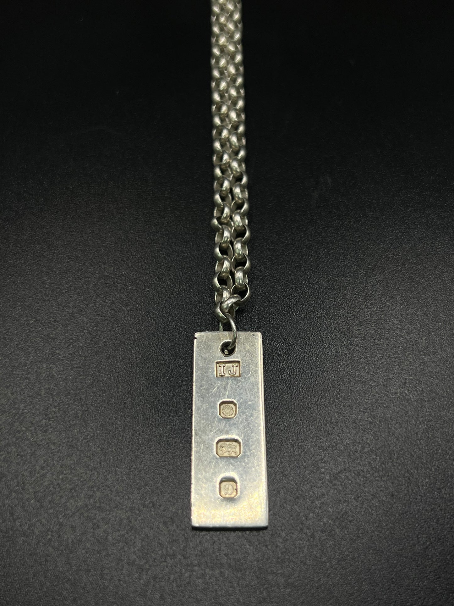 Pre-loved 925 Silver Ingot Pendant and Belcher Necklace 20”