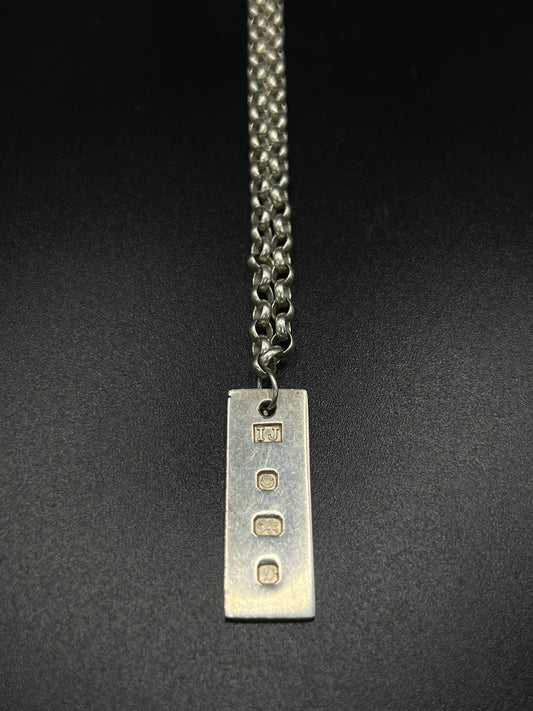 Pre-loved 925 Silver Ingot Pendant and Belcher Necklace 20”